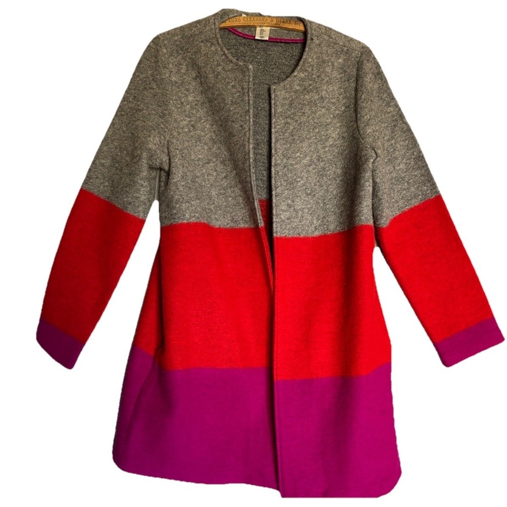 Max Studio Sweater Coat Open Front Medium Wool‎ Blend Boho Cottagecore Fairy